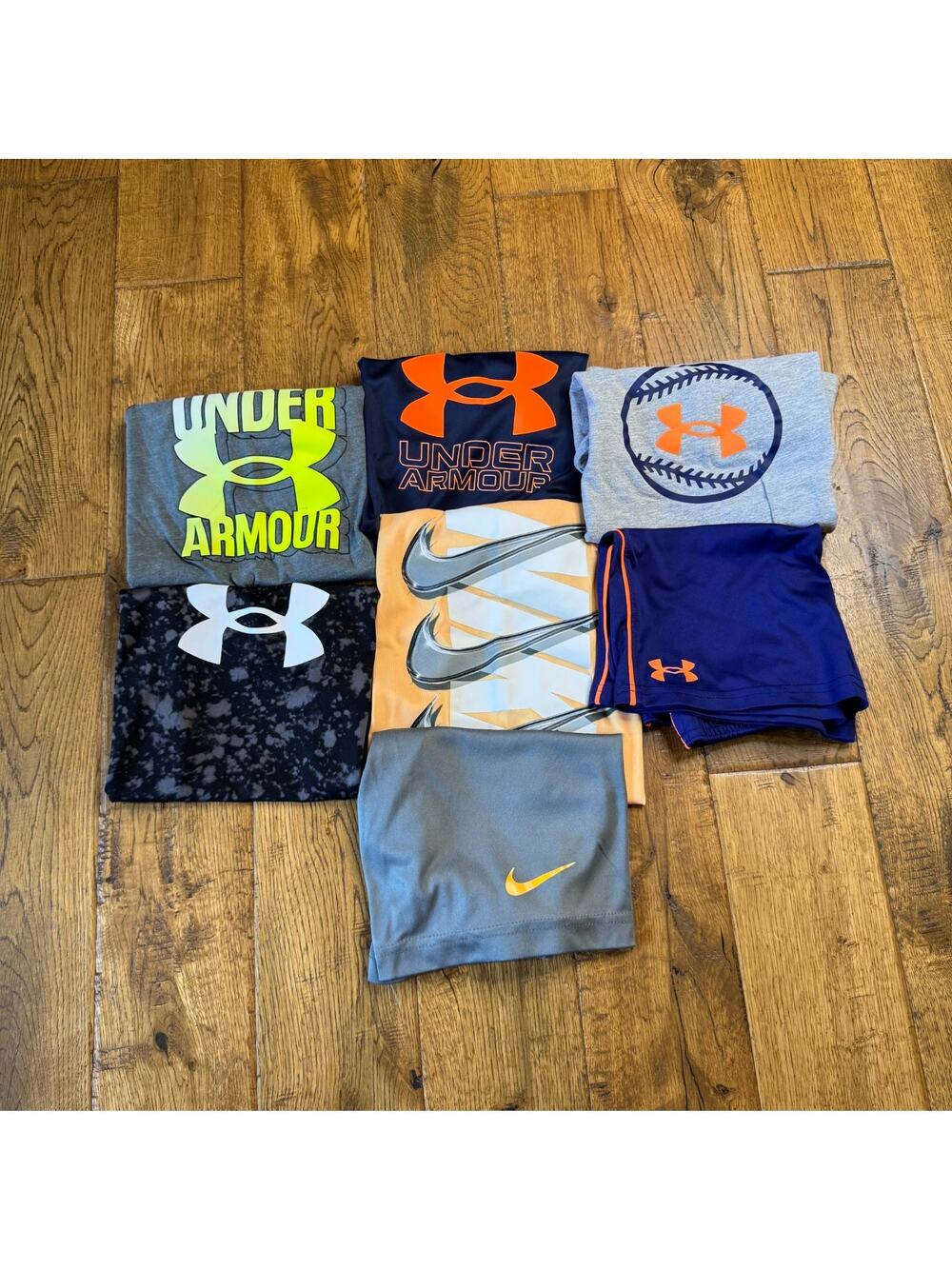 Lot of 7 Boys Summer Clothing Sz 6 Active Wear Under Armour Nike Shorts Shirts
